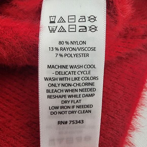 Bailey 44 Sweater Women's Medium Red Soft Eyelash Pullover Studded Heart Cuff - Picture 8 of 8